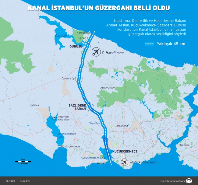 Çılgın proje Kanal İstanbul'un güzergahı belli oldu
